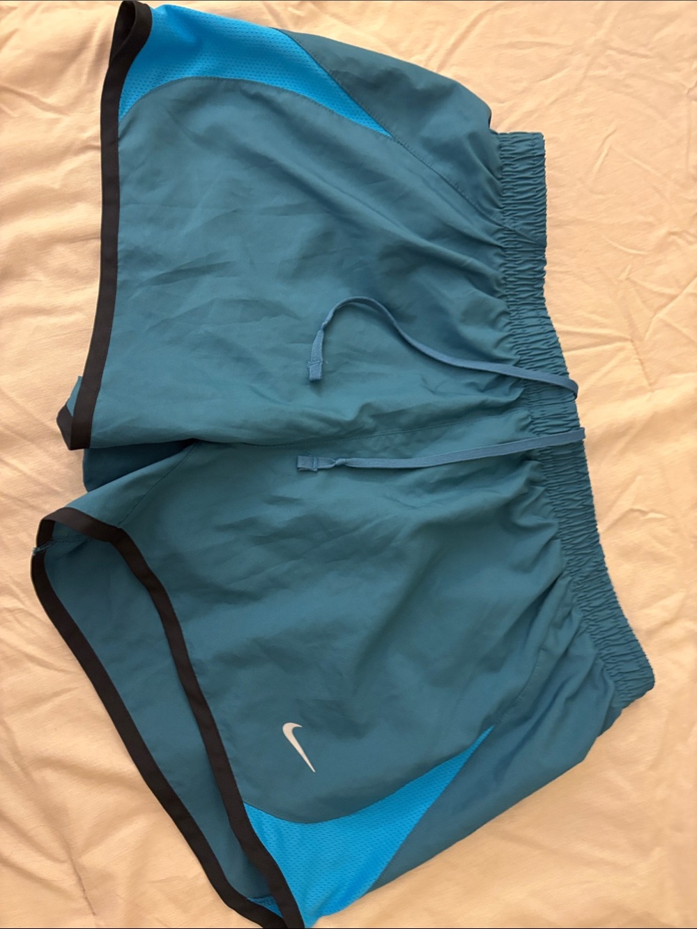 Nike Teal and Bright Blue Women's Running Shorts with Black Trim